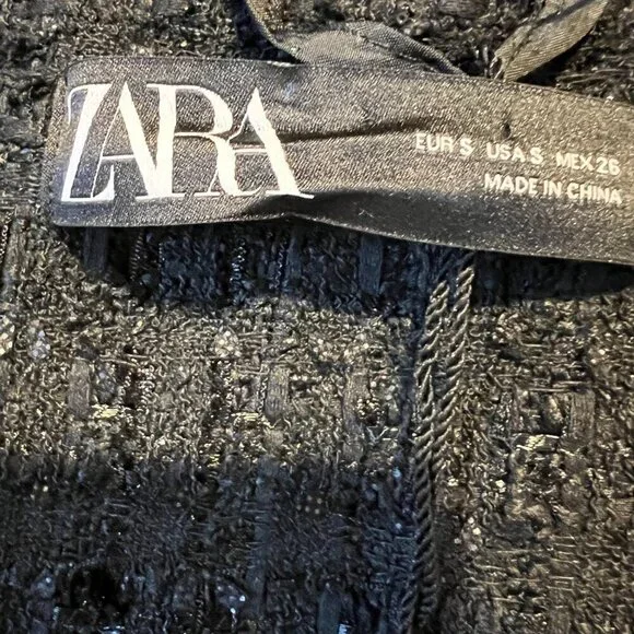 Zara Black Tweed Oversized Shirt Jacket, Size Small - Picture 15 of 16